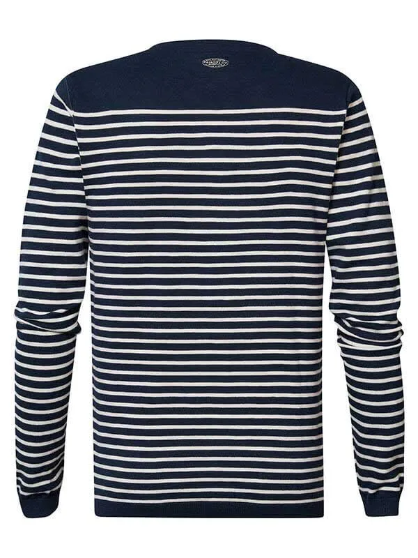 Men Knits and Sweats Petrol Industries Striped Pullover Midnight Navy