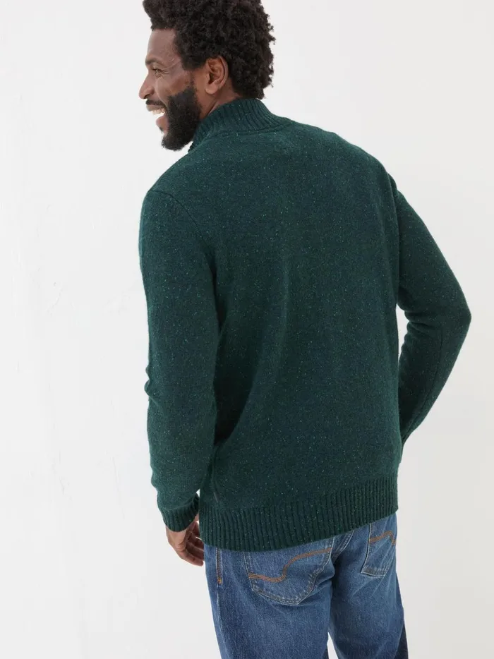 Men Knitwear Fat Face Dark Green Lambswool Half Neck Jumper