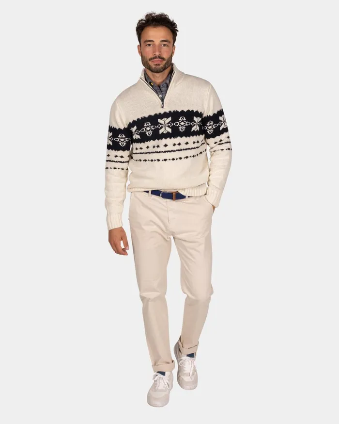 Men Knitwear NZA New Zealand Auckland Ecru Sweater With Dark Blue Pattern 8211 Ecru Men Knitwear NZA New Zealand Auckland Ecru Sweater With Dark Blue Pattern 8211 Ecru
