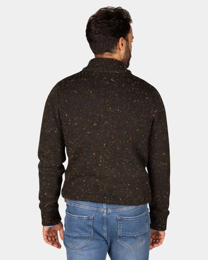 Men Knitwear NZA New Zealand Auckland Mottled Dark Brown Wool Cardigan 8211 Dark Mocca