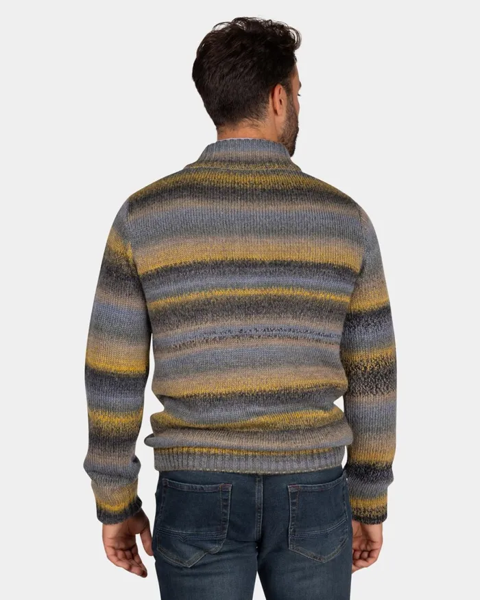 Men Knitwear NZA New Zealand Auckland Structured Knit Sweater In Blue Yellow And Black 8211 Chestnut