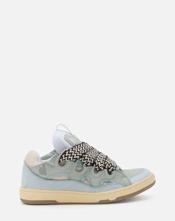Men Lanvin Curb Leather Curb Sneakers Pale Blue