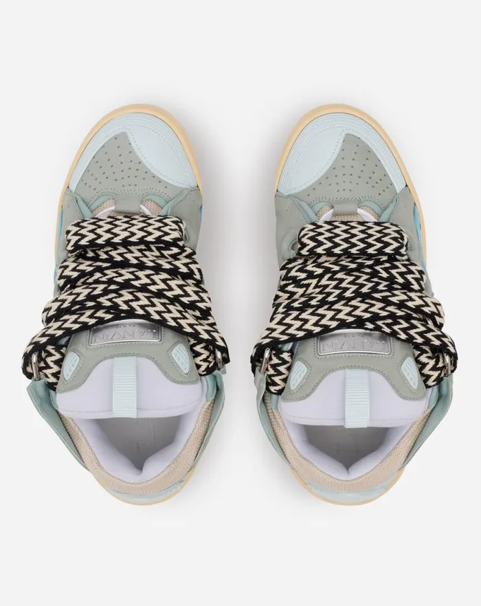 Men Lanvin Curb Leather Curb Sneakers Pale Blue Men Lanvin Curb Leather Curb Sneakers Pale Blue
