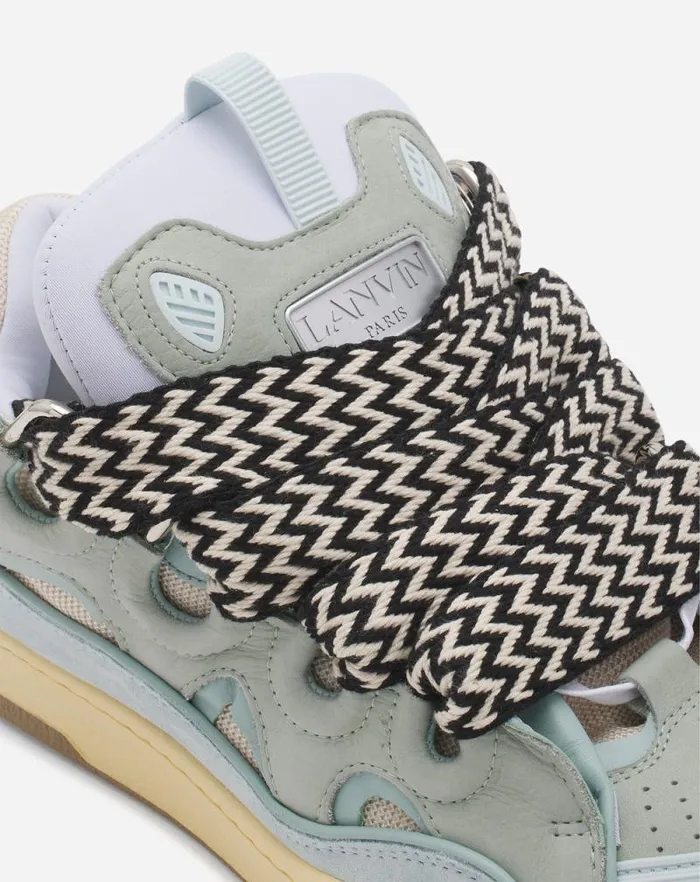 Men Lanvin Curb Leather Curb Sneakers Pale Blue Men Lanvin Curb Leather Curb Sneakers Pale Blue