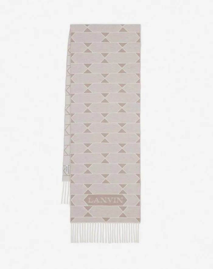 Men Lanvin Scarves Twotone Wool Scarf Light Beigeecru