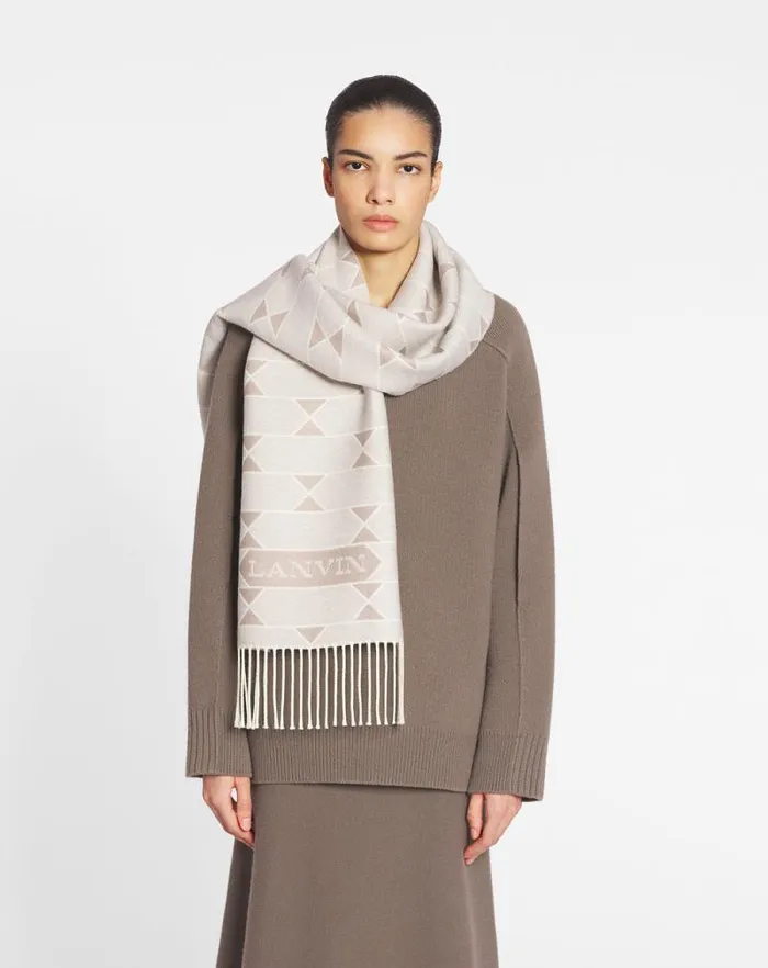 Men Lanvin Scarves Twotone Wool Scarf Light Beigeecru