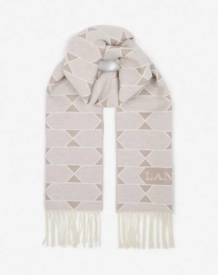 Men Lanvin Scarves Twotone Wool Scarf Light Beigeecru