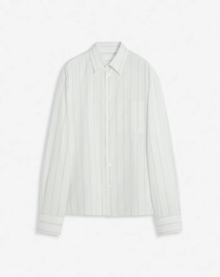 Men Lanvin Shirts Straight Cotton Shirt Whiteblack