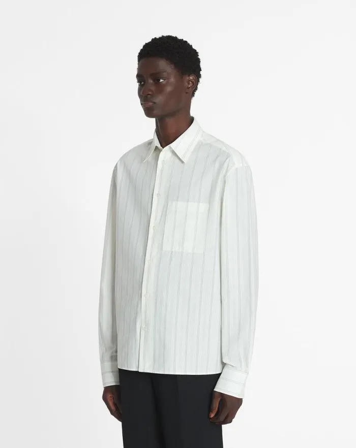 Men Lanvin Shirts Straight Cotton Shirt Whiteblack Men Lanvin Shirts Straight Cotton Shirt Whiteblack