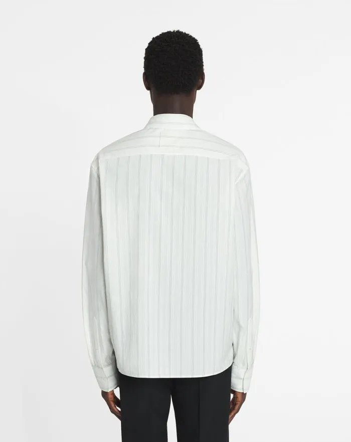 Men Lanvin Shirts Straight Cotton Shirt Whiteblack Men Lanvin Shirts Straight Cotton Shirt Whiteblack
