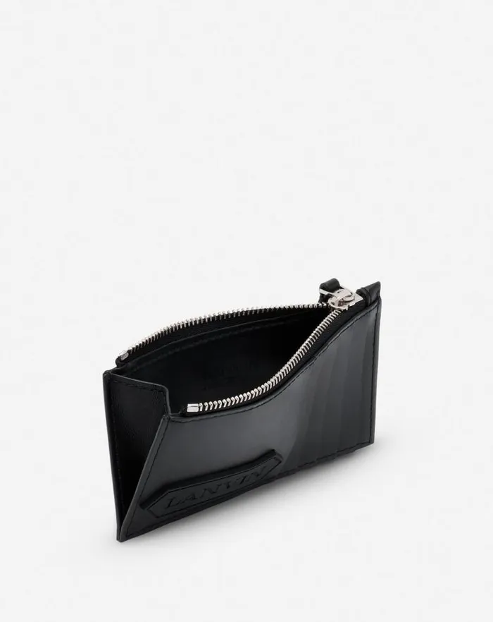 Men Lanvin Wallets and Small Leather Goods Lanvin Signature Leather Cardholder Black