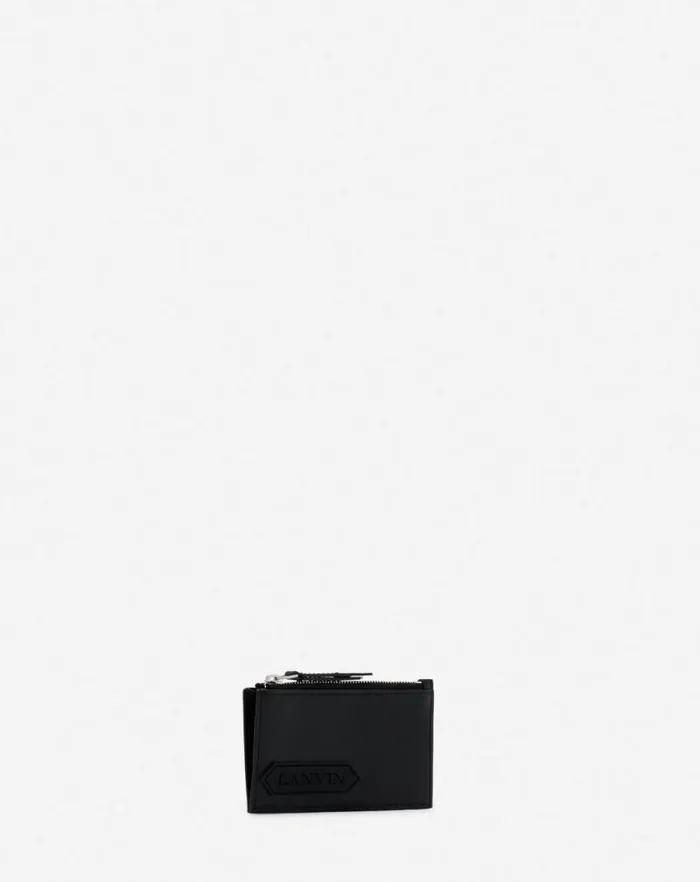 Men Lanvin Wallets and Small Leather Goods Lanvin Signature Leather Cardholder Black