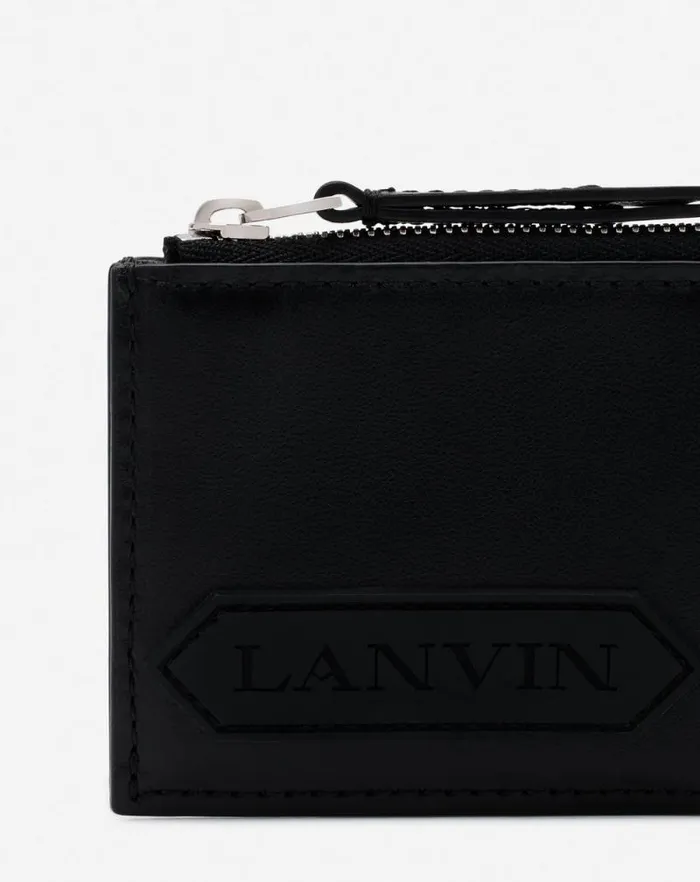Men Lanvin Wallets and Small Leather Goods Lanvin Signature Leather Cardholder Black
