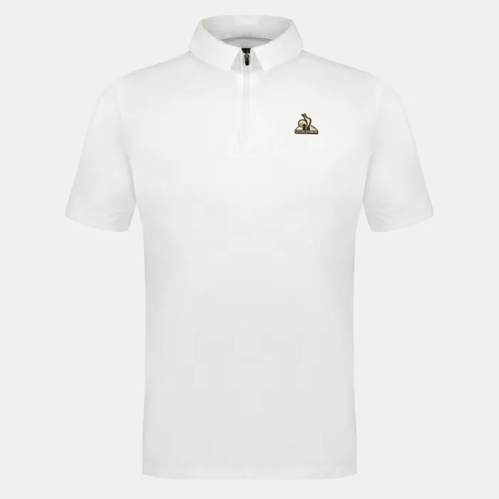 Men Le Coq Sportif Polos Shirts Coq D039or Polo Shirt Col Zipp En Interlock 240g Coton Marsh Mallow