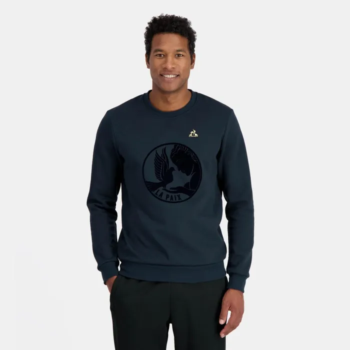 Men Le Coq Sportif Sweatshirts RoundNeck Sweatshirtshirt Motif La Paix Sky Captain