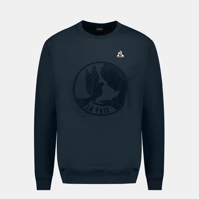 Men Le Coq Sportif Sweatshirts RoundNeck Sweatshirtshirt Motif La Paix Sky Captain