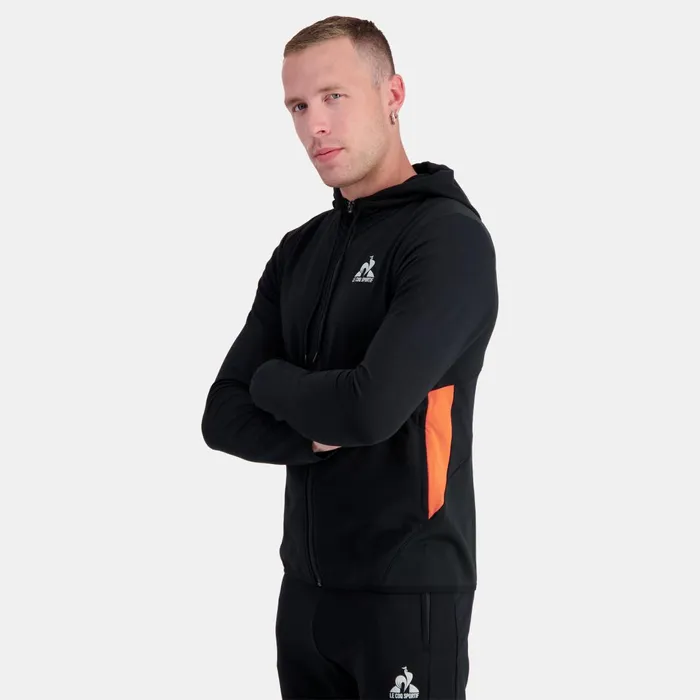 Men Le Coq Sportif Sweatshirts Training Performance ZipUp Hoodie Black