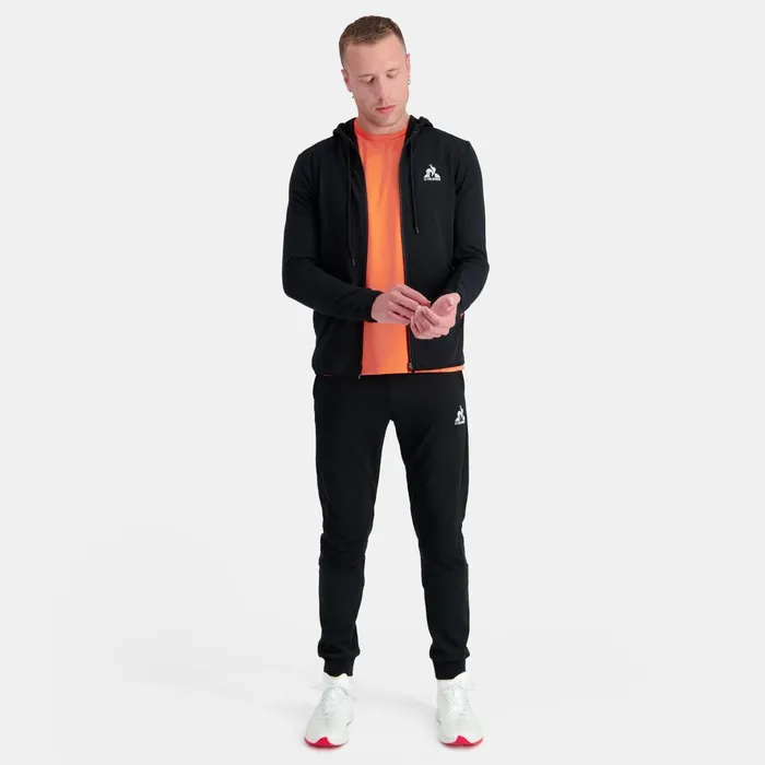 Men Le Coq Sportif Sweatshirts Training Performance ZipUp Hoodie Black