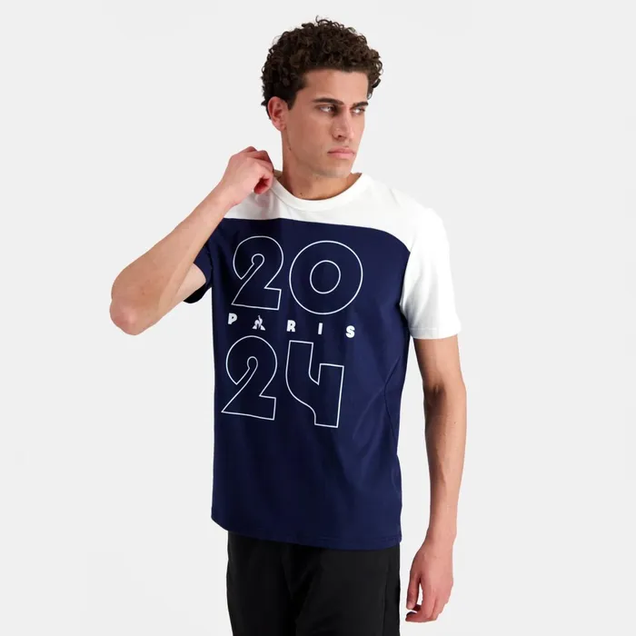 Men Le Coq Sportif Tshirts And Tops Paris 2024 TShirt Bleu Nuitmarshmallow