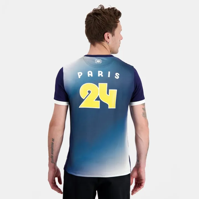 Men Le Coq Sportif Tshirts And Tops Paris 2024 TShirt Bleu Nuitmarshmallow