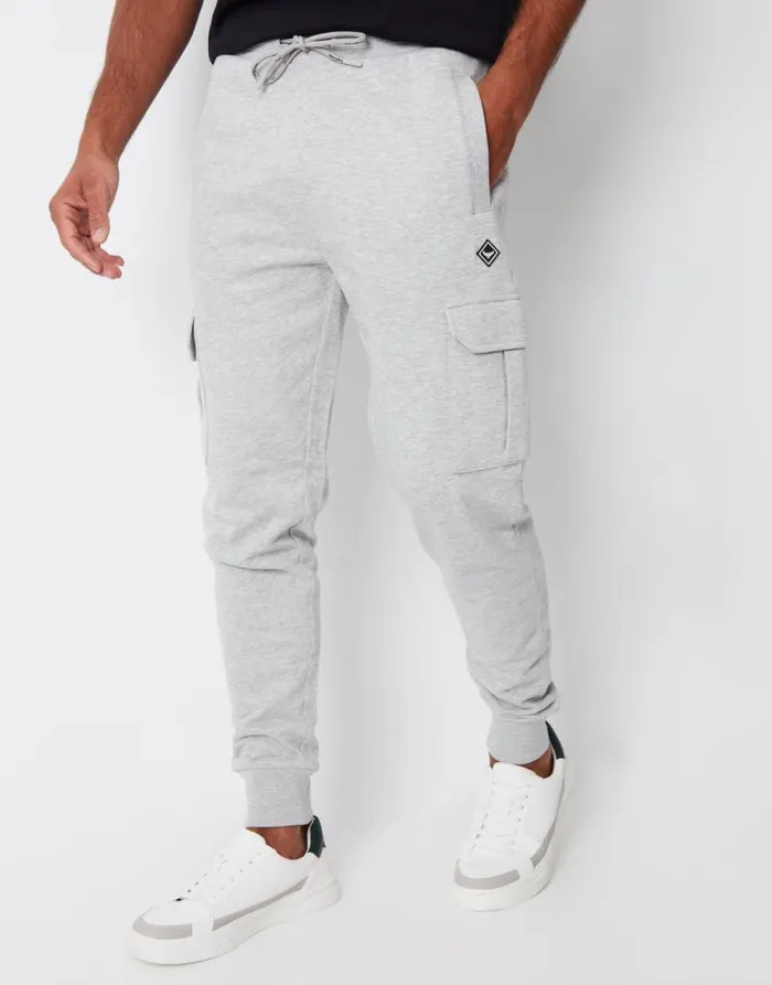 Men Light Grey Cargo Style Joggers Threadbare Joggers