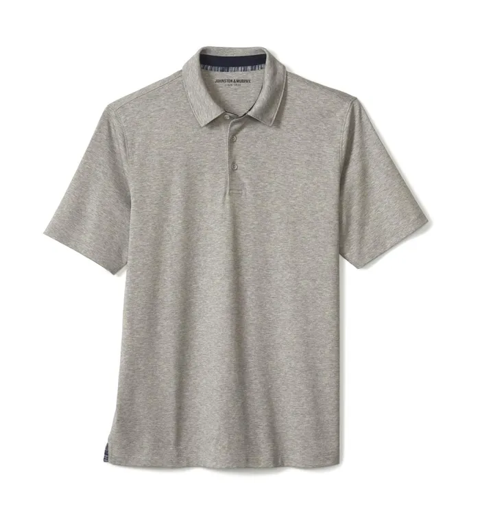 Men Liquid Cotton Polo Gray Heather JohnstonandMurphy Polos and Tees Men Liquid Cotton Polo Gray Heather JohnstonandMurphy Polos and Tees