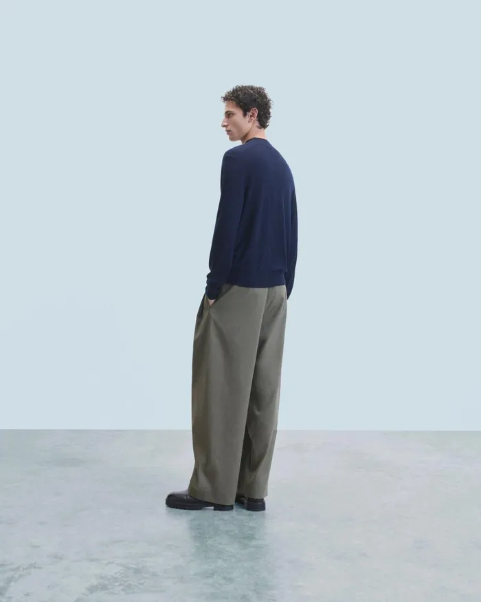 Men Merino Wool Sweaters From Future Mock Neck Sweater Navy