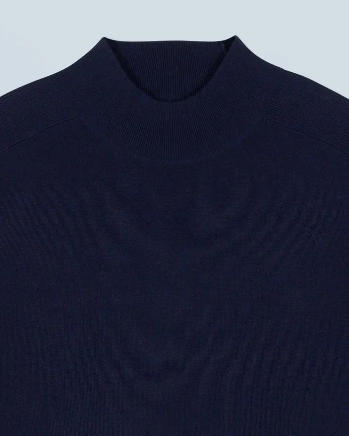Men Merino Wool Sweaters From Future Mock Neck Sweater Navy