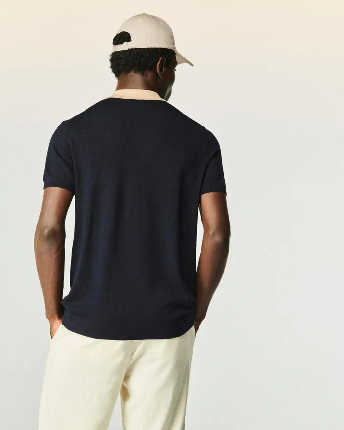 Men Merino Wool Sweaters From Future Polo Neck Sweater Navy