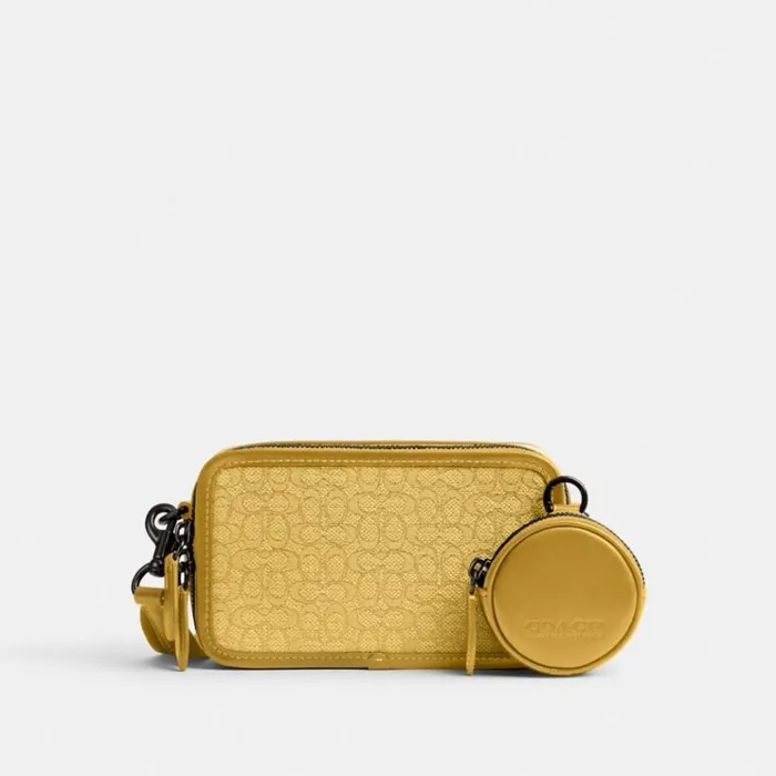 Men Messenger and Crossbody Coach Charter Slim Crossbody In Micro Signature Jacquard Yellowflax Men Messenger and Crossbody Coach Charter Slim Crossbody In Micro Signature Jacquard Yellowflax