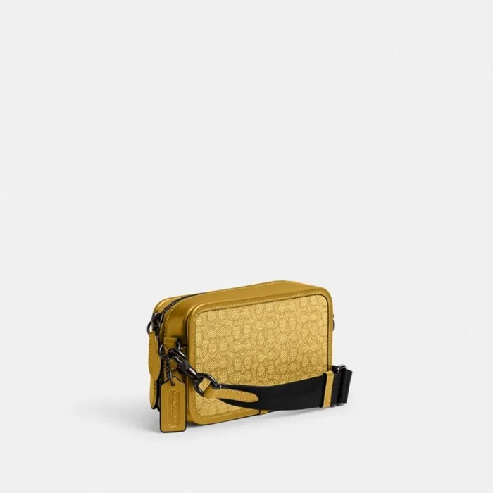 Men Messenger and Crossbody Coach Charter Slim Crossbody In Micro Signature Jacquard Yellowflax Men Messenger and Crossbody Coach Charter Slim Crossbody In Micro Signature Jacquard Yellowflax