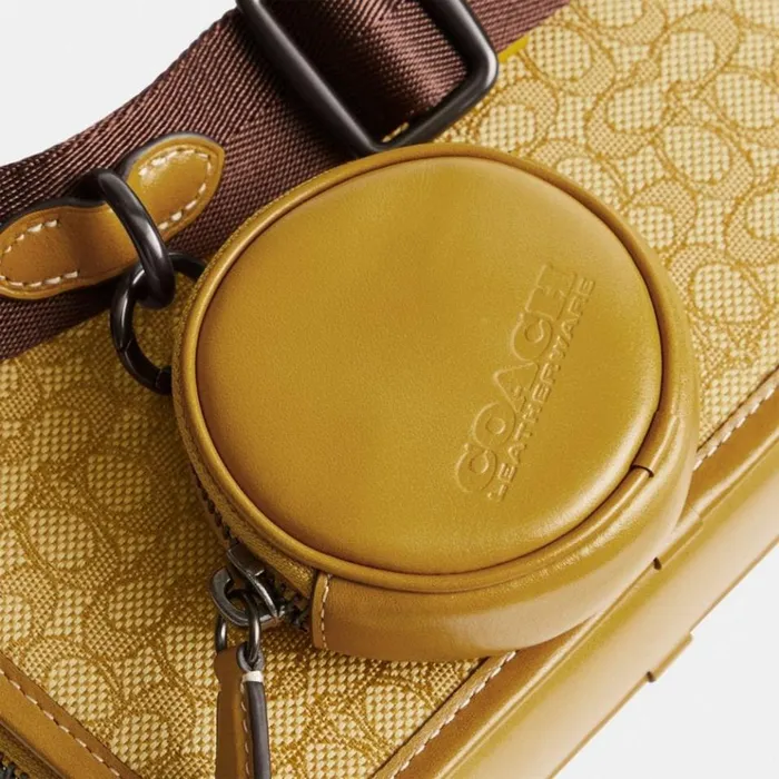 Men Messenger and Crossbody Coach Charter Slim Crossbody In Micro Signature Jacquard Yellowflax Men Messenger and Crossbody Coach Charter Slim Crossbody In Micro Signature Jacquard Yellowflax