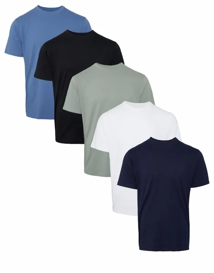 Men Multi Short Sleeve Cotton TShirts 5 Pack Threadbare TShirts