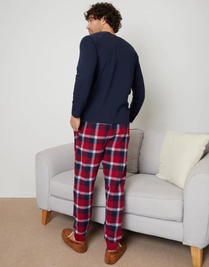 Men Navy and Red Check Pyjama Long Top and Bottoms 2Piece Set Threadbare Pyjamas Men Navy and Red Check Pyjama Long Top and Bottoms 2Piece Set Threadbare Pyjamas