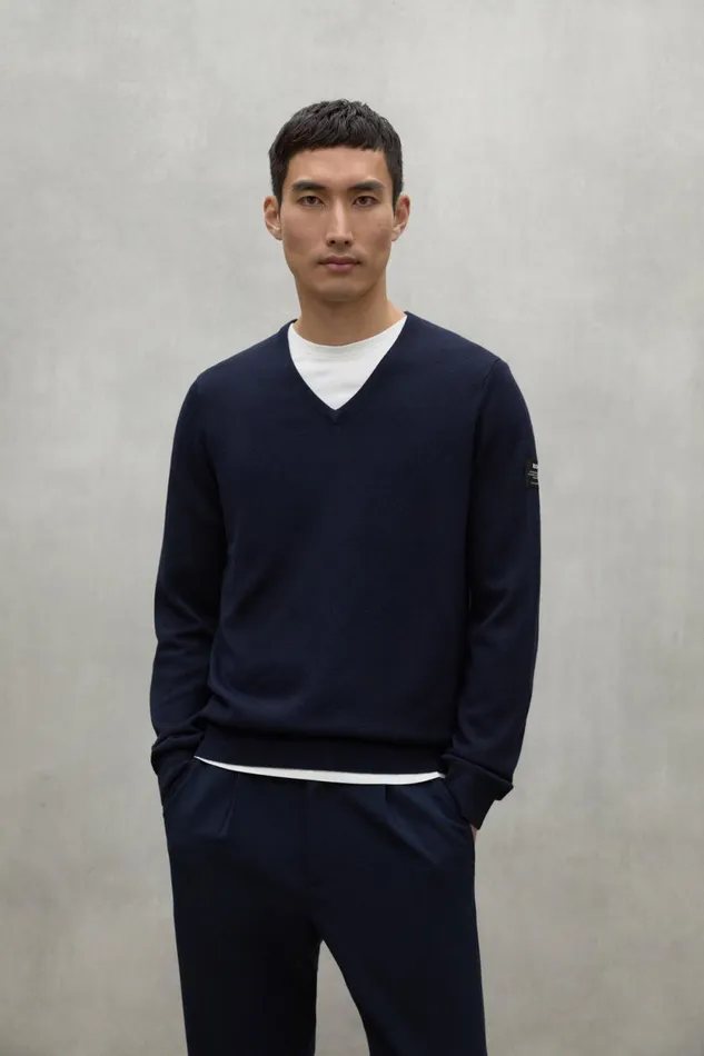 Men Navy Blue Ferro Sweater Ecoalf Knitwear