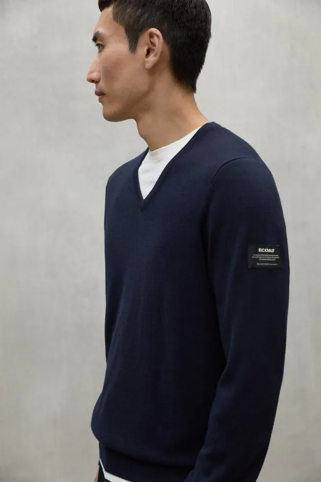 Men Navy Blue Ferro Sweater Ecoalf Knitwear