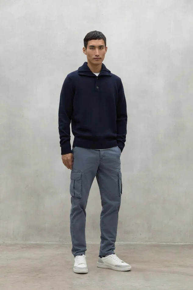 Men Navy Blue Idesia Sweater Ecoalf Knitwear