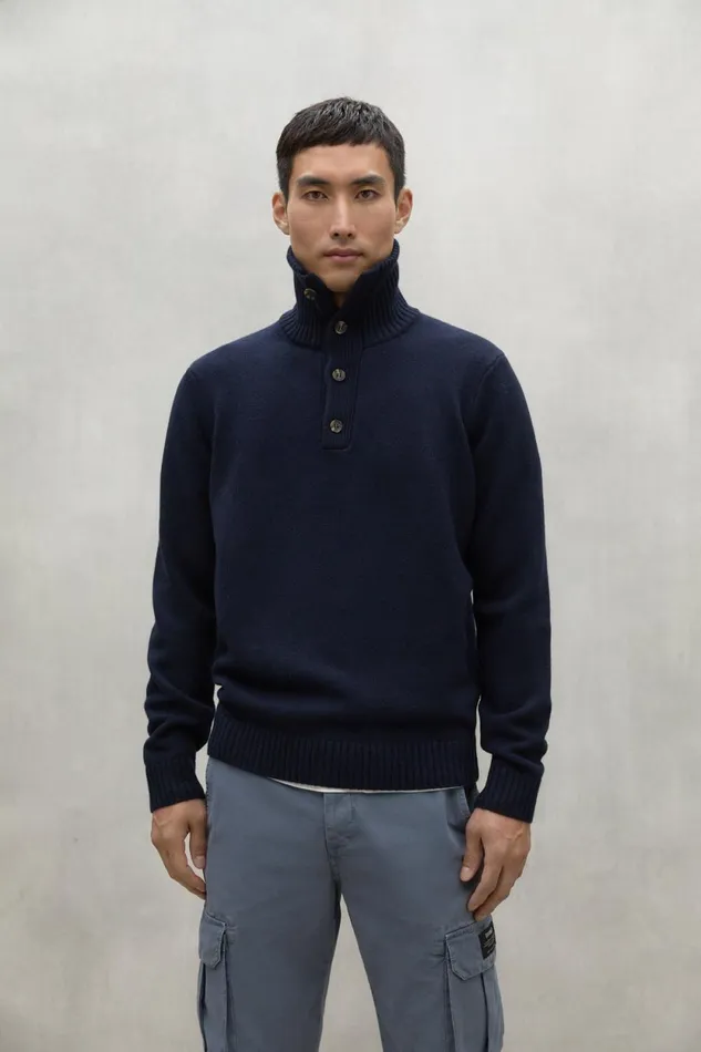Men Navy Blue Idesia Sweater Ecoalf Knitwear