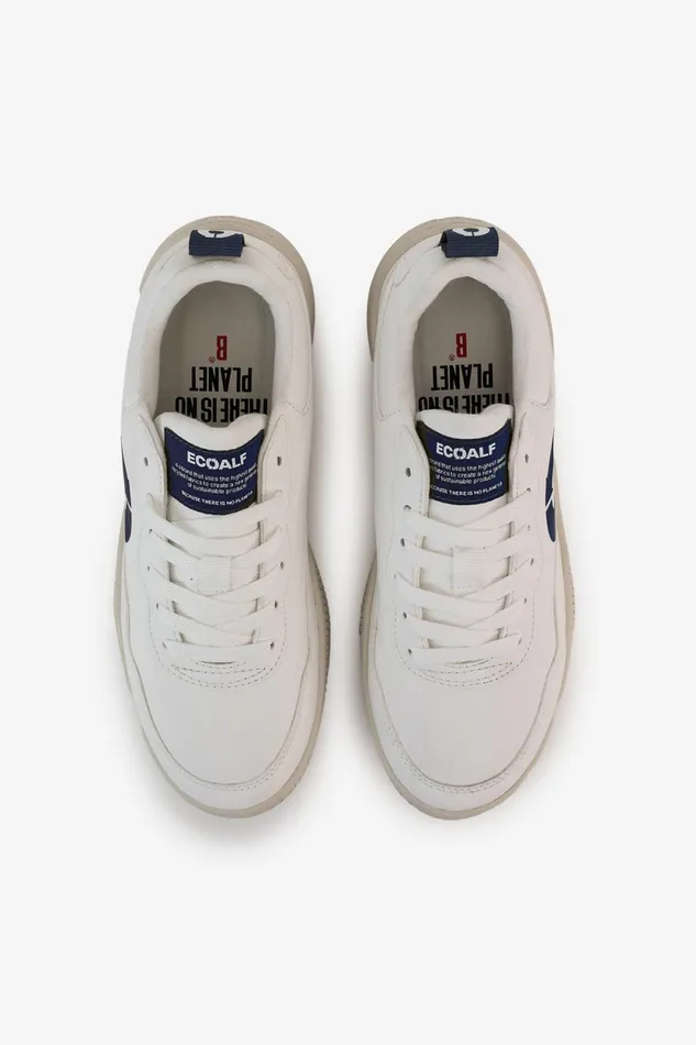 Men Navy Blue Synthetic Leather Alcudia Trainers Ecoalf Sneakers