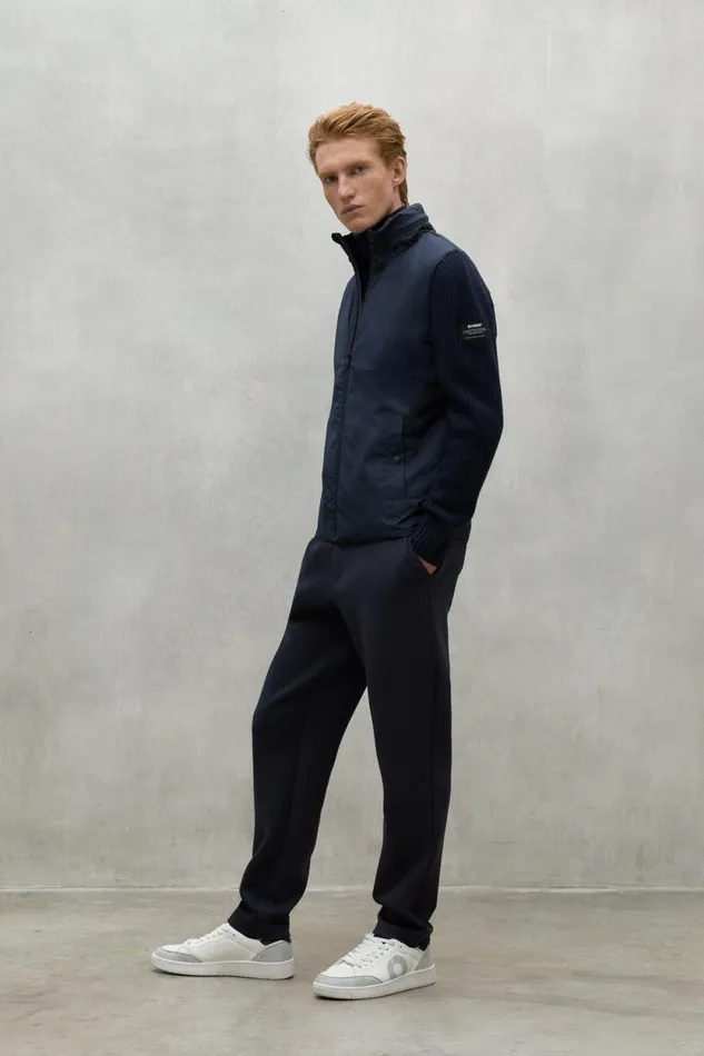 Men Navy Blue Tipa Jacket Ecoalf Knitwear