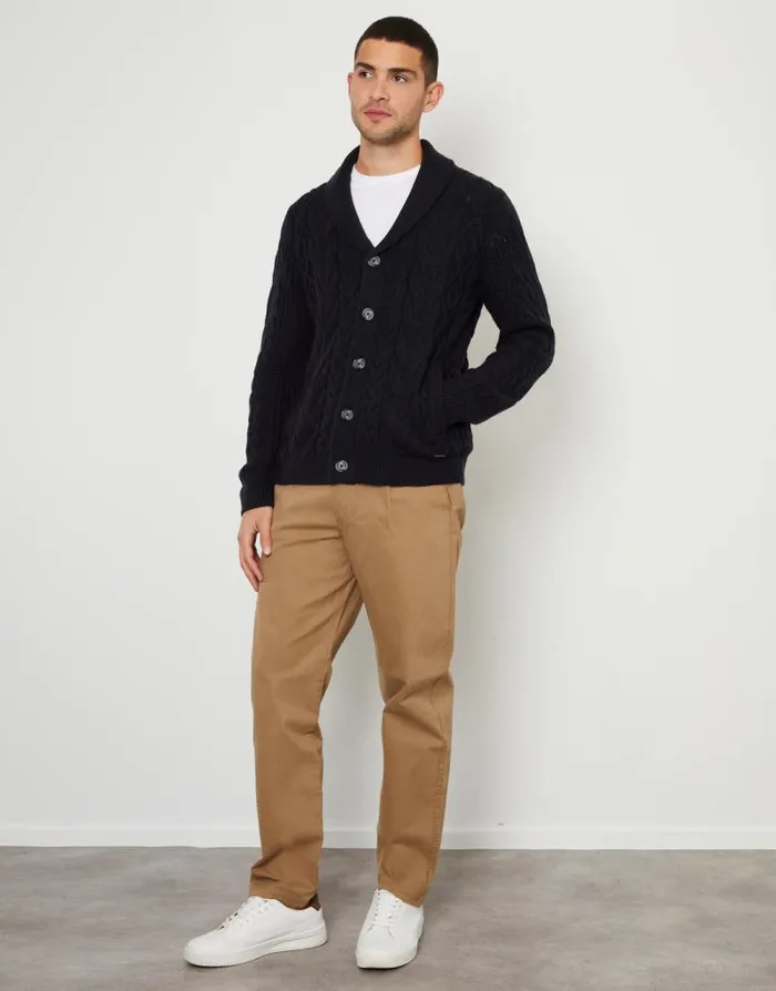 Men Navy Cable Knit Shawl Cardigan Threadbare Cardigans Men Navy Cable Knit Shawl Cardigan Threadbare Cardigans