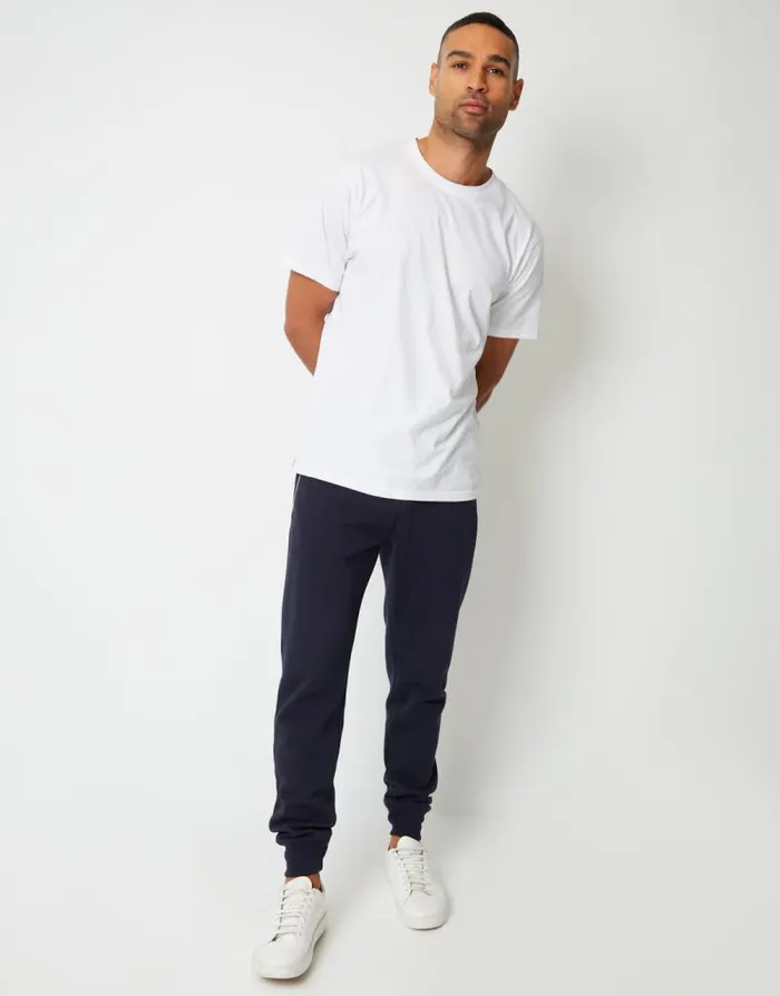 Men Navy Cuffed Pique Joggers Threadbare Joggers Men Navy Cuffed Pique Joggers Threadbare Joggers