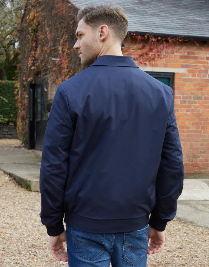 Men Navy Patch Pocket Collared ZipThrough Jacket Threadbare Jackets
