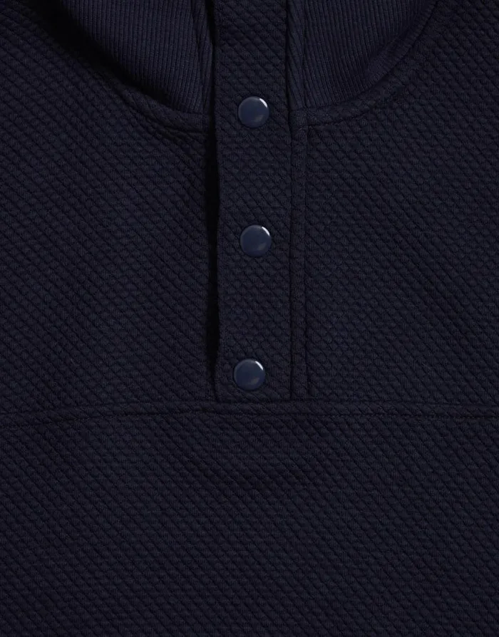 Men Navy Popper Closure Funnel Neck Waffle Textured Jumper Threadbare Jumpers Men Navy Popper Closure Funnel Neck Waffle Textured Jumper Threadbare Jumpers