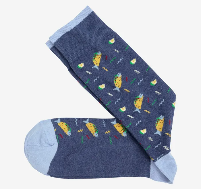 Men Novelty Socks Denim Fish Tacos JohnstonandMurphy Socks