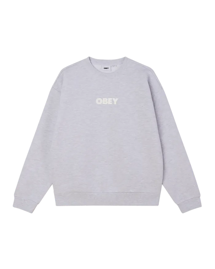 Men OBEY Clothing BOLD CREWNECK Ash Grey SWEATSHIRTS