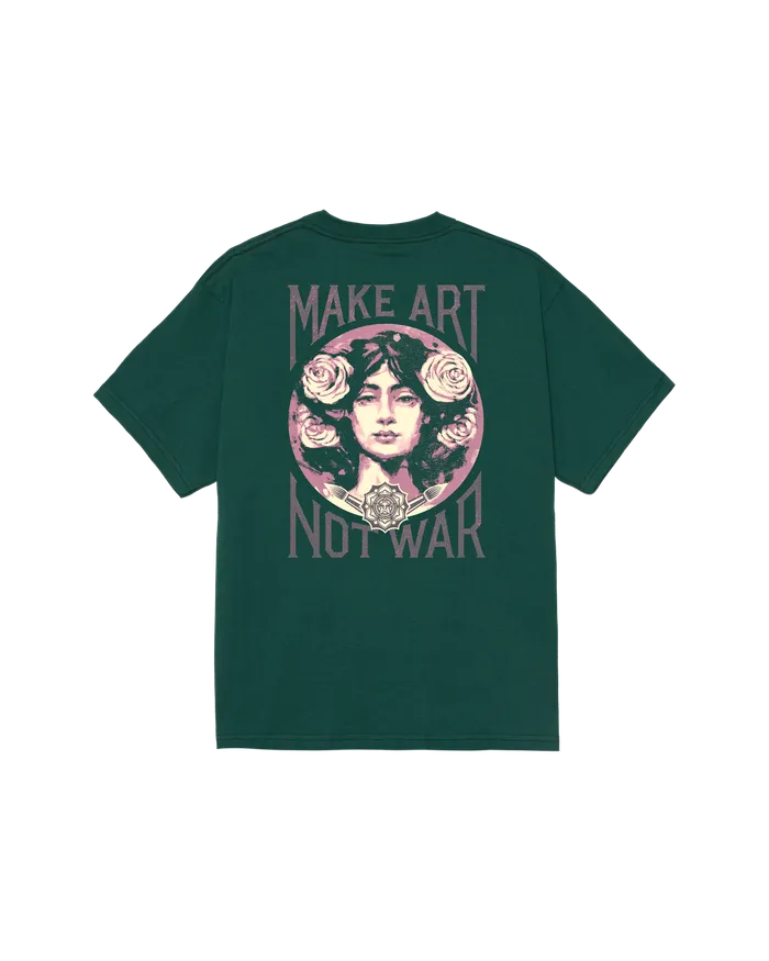 Men OBEY Clothing MAKE ART NOT WAR CLASSIC TSHIRT Rain Forest TSHIRTS