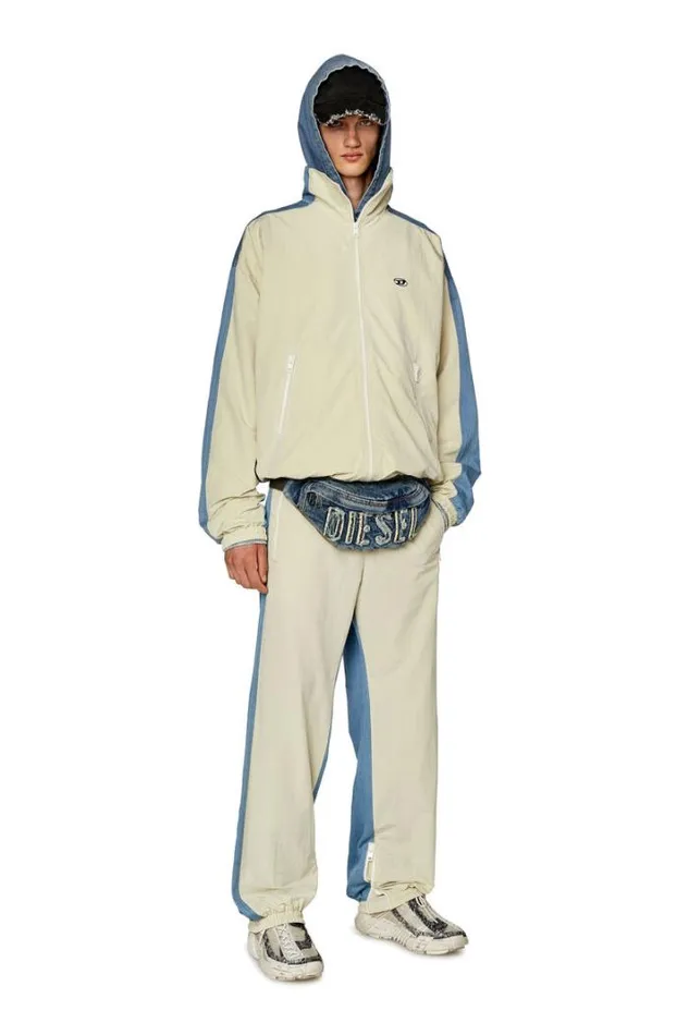 Men PBright Bluewhite Diesel Trousers And Shorts