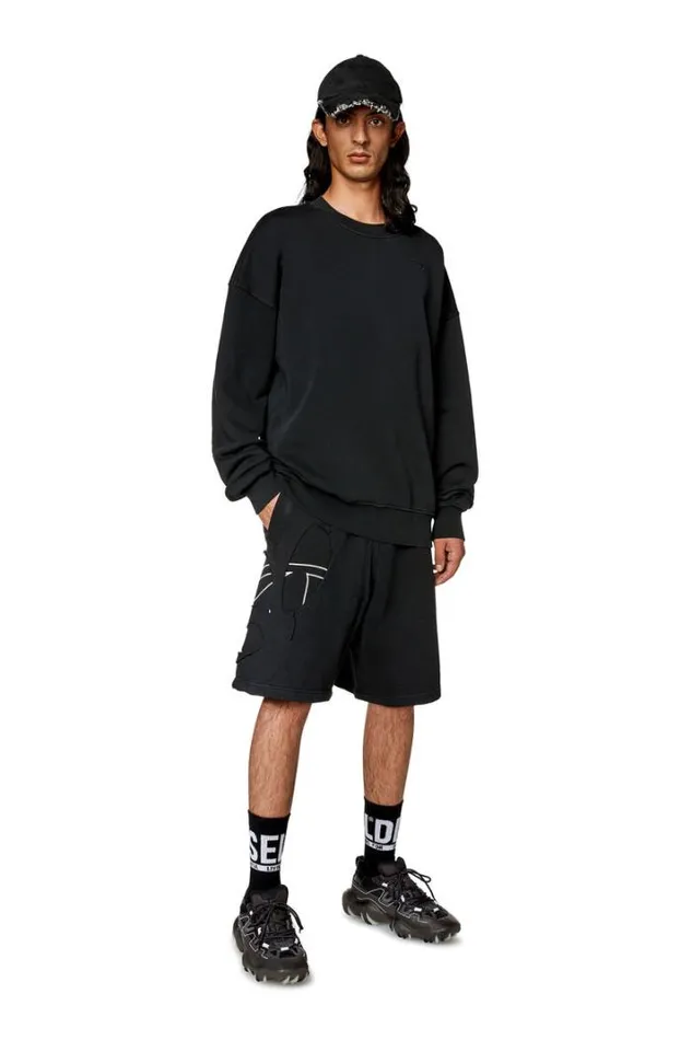 Men PCrowstrapoval Black Diesel Trousers And Shorts
