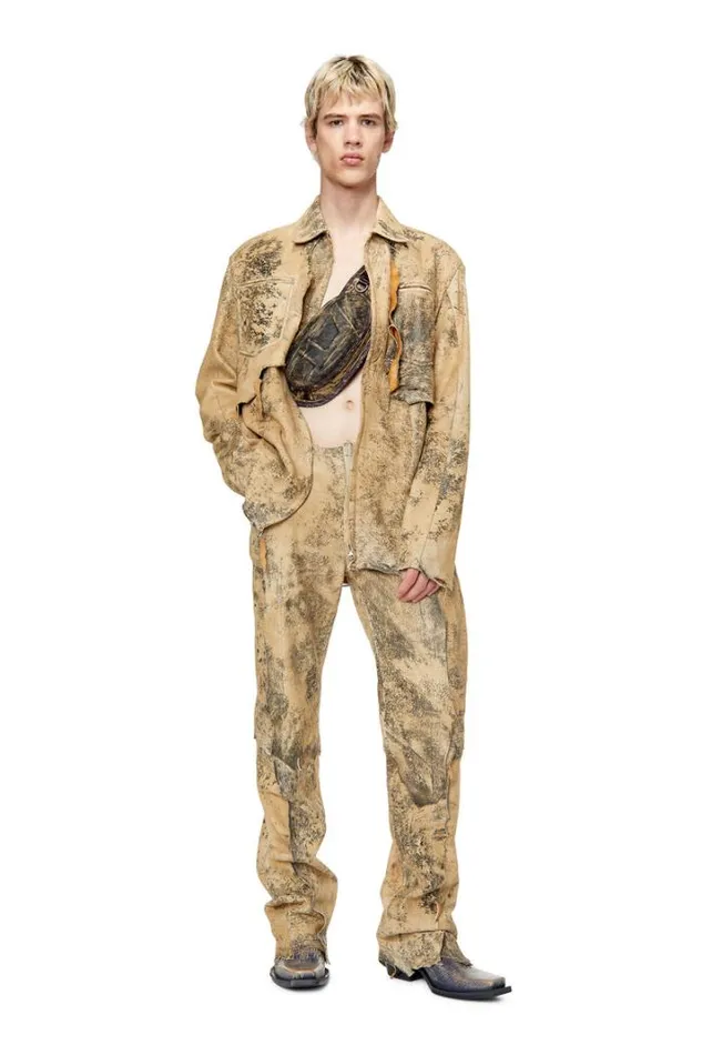 Men PSavage Beigeblack Diesel Trousers And Shorts
